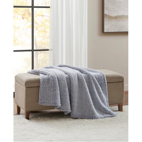 Premier comfort Other - Premier Comfort Cozy Sherpa Wrap Throw Blanket 50x60 Blue Gray Plush Soft